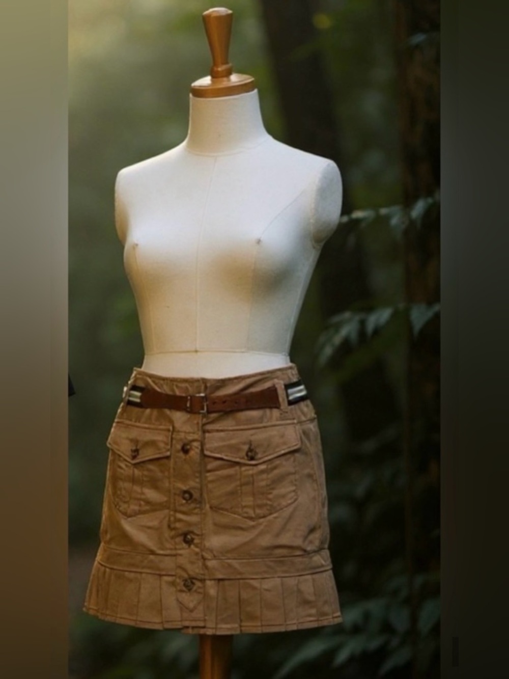 Dolce & Gabbana Tan Button-Front Mini Skirt